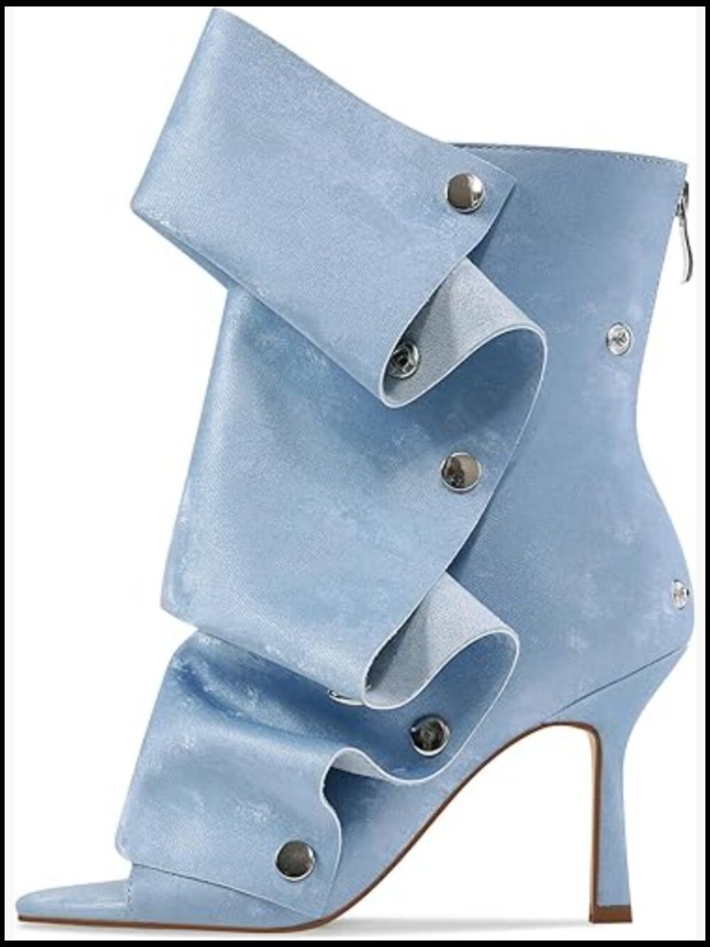 Slouchy Stiletto Heel Open Toe Ankle Boots with Foldover Design Y2K